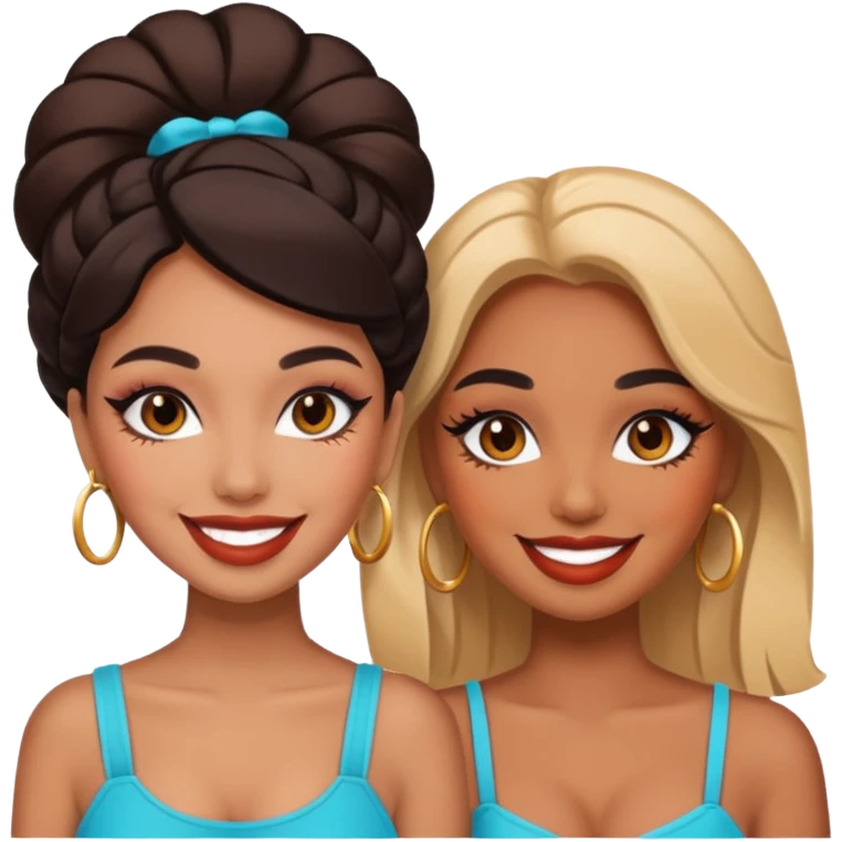 Boujy baddie best friends, trendy heavy makeup emoji