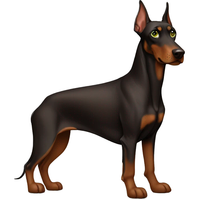 Brown Doberman with green eyes emoji