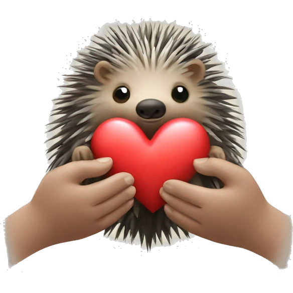 porcupine with a heart in hands emoji