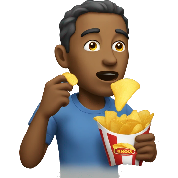 Man eating chips emoji