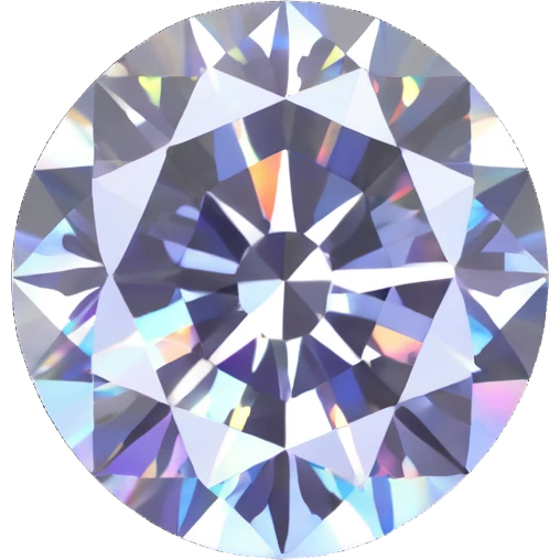 sparkling white diamond, round cut, set in shiny silver, with a faint holographic aura emoji