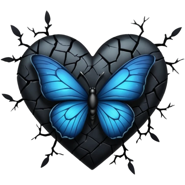 emo heart with night sky and dark butterflies emoji