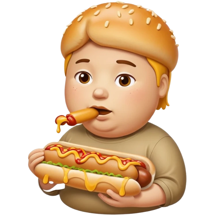 Fat person eating hotdog  emoji