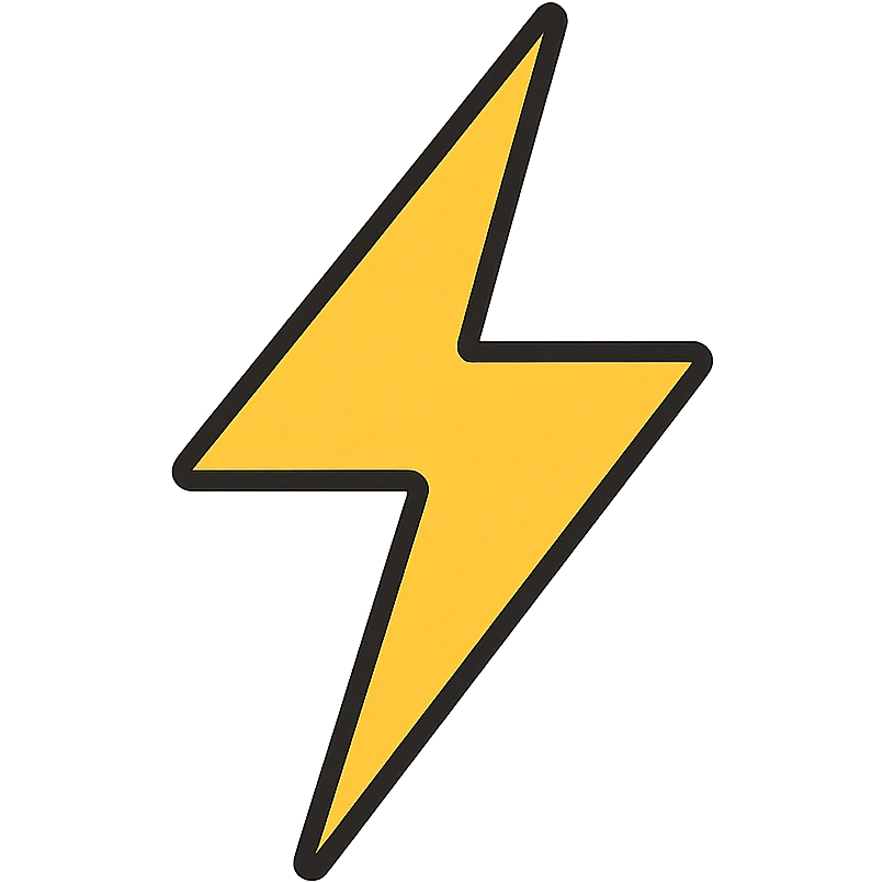 three-pointed yellow lightning bolt, simple, bold, icon-like emoji