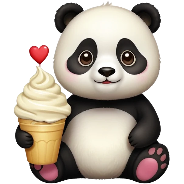 Panda avec une crème classe et des yeux en cœur  emoji