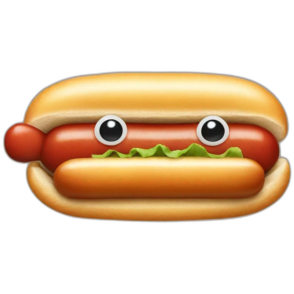 A hotdog with a nose emoji