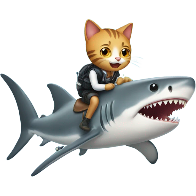 Animal cat riding a shark emoji