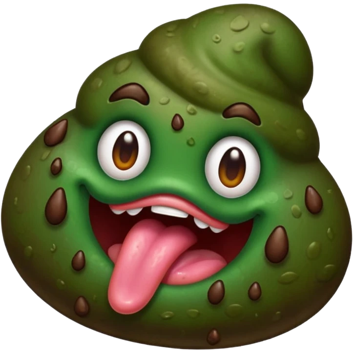 dark green poop sticking tongue out  emoji