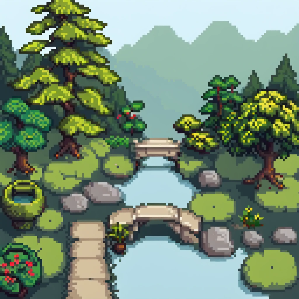 japanese garden background with cherry blossoms for ninja game emoji