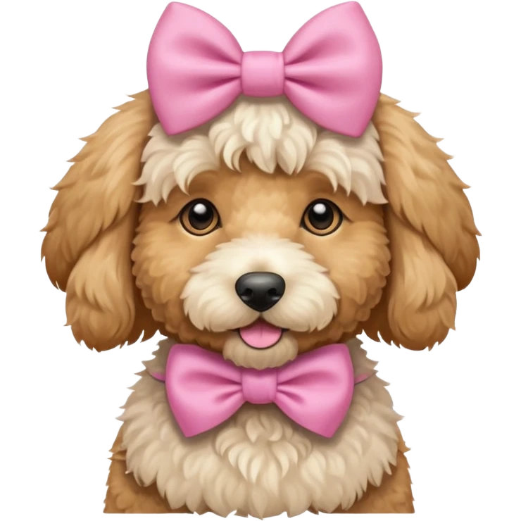 Cute Golden doodle with pink bow emoji