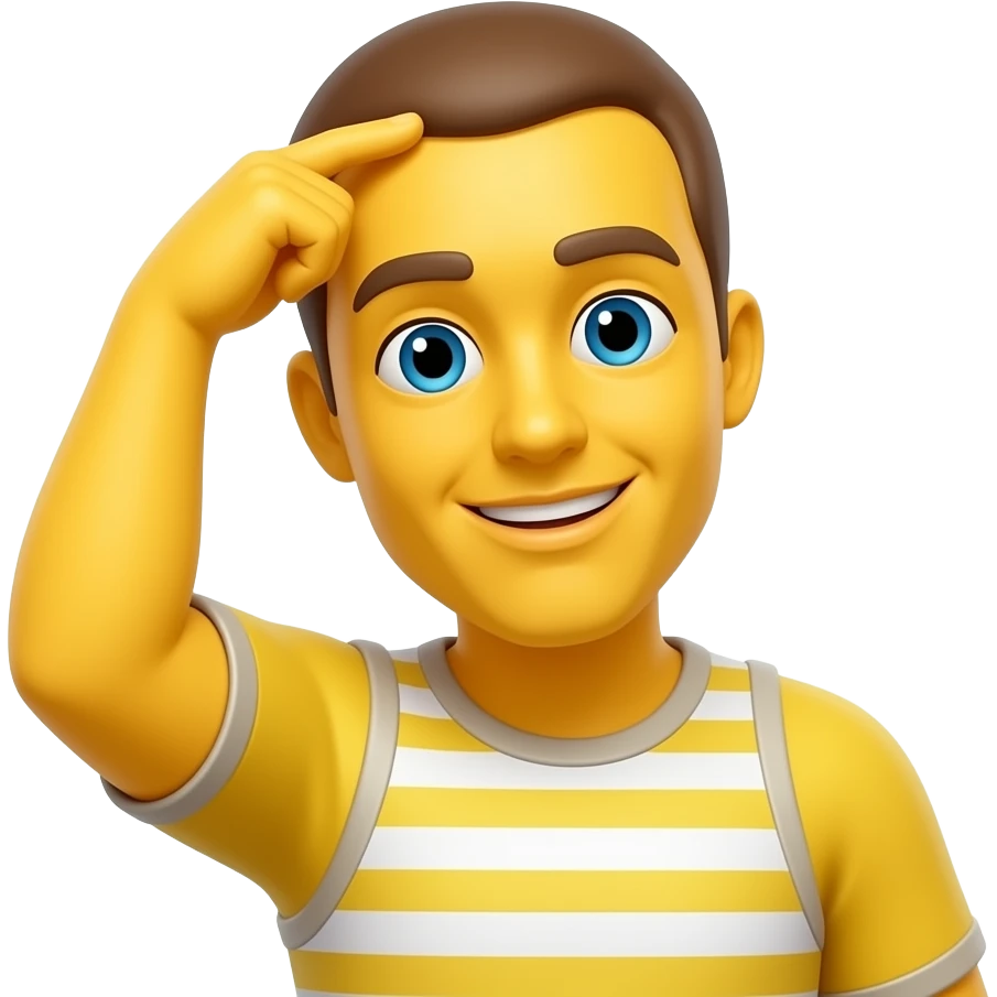 Yellow standard emoji tapping top of head with fingers emoji