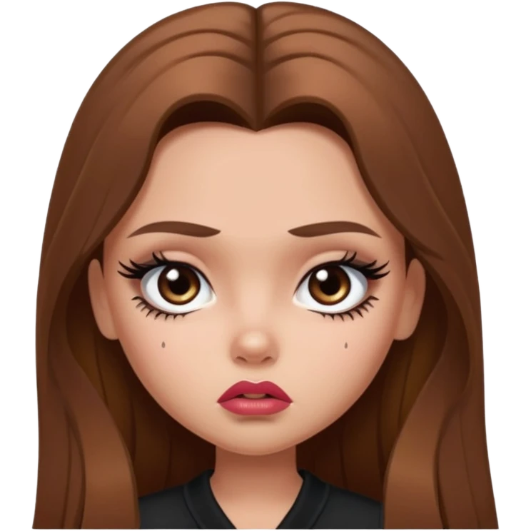 sad pretty bratz baddie, long brown hair emoji