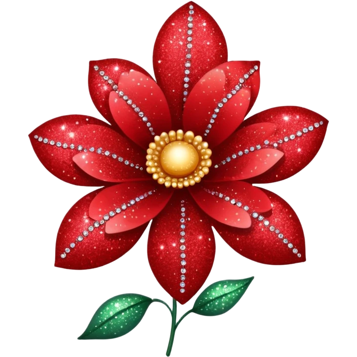red glitter flower  emoji