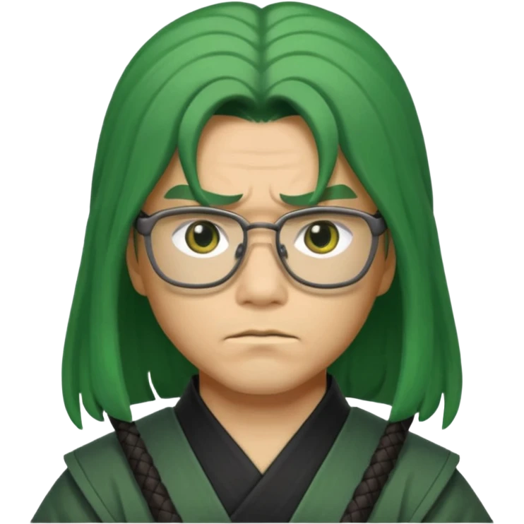 green long hair samurai with glasses emoji