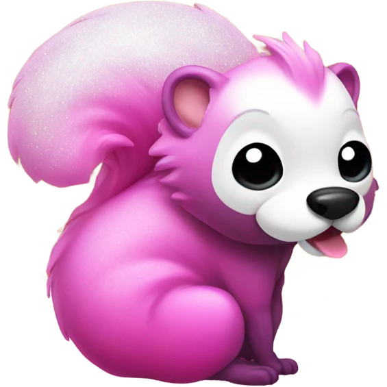 Pink ombre skunk blowing out a fart with glitter  emoji