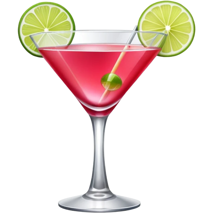 realistic cosmopolitan with a slice of lime on the rim  emoji