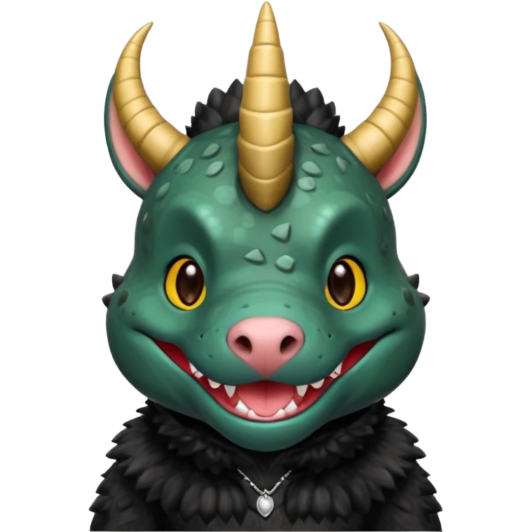 Black pitbull dressed as a triceratops black emoji