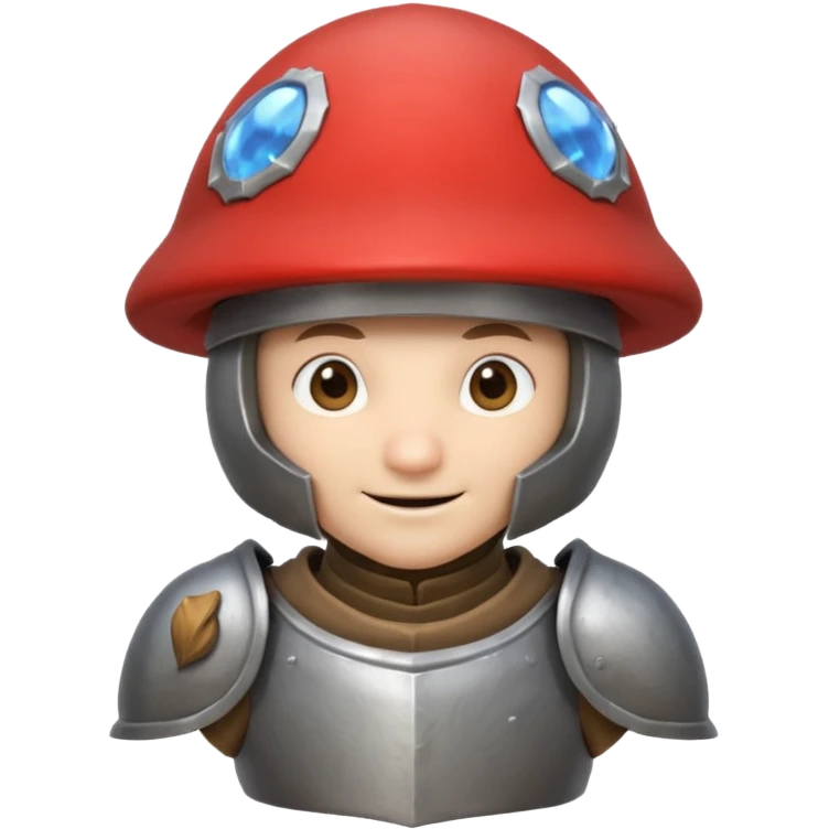 mushroom knight portrait, head and shoulders only, mushroom cap helmet, tiny armor collar, heroic smile, fantasy vibe, 3D cartoon, mobile game icon style, clean background, no text, no watermark
 
 emoji