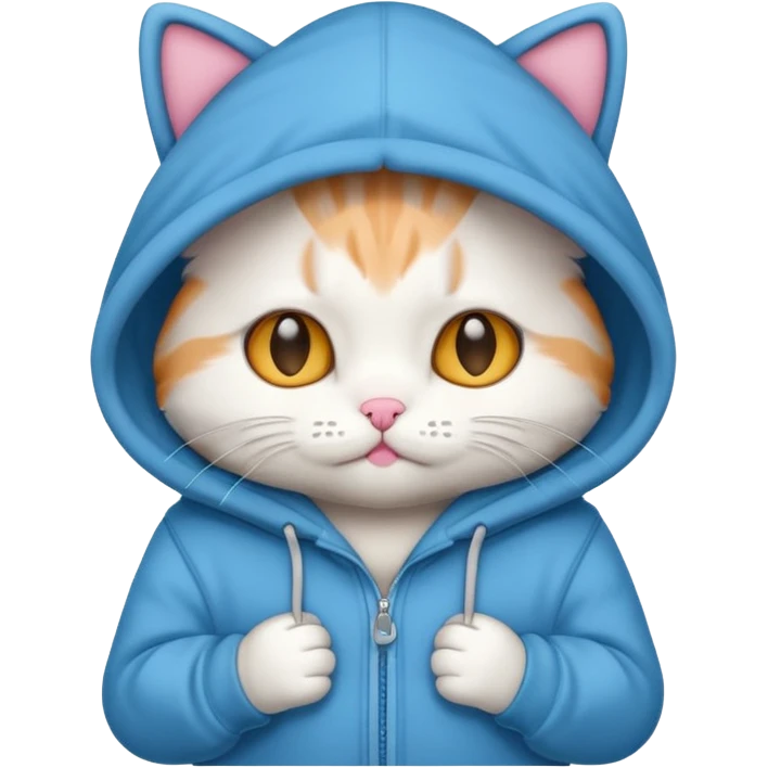 Kitty wearing a hoodie emoji