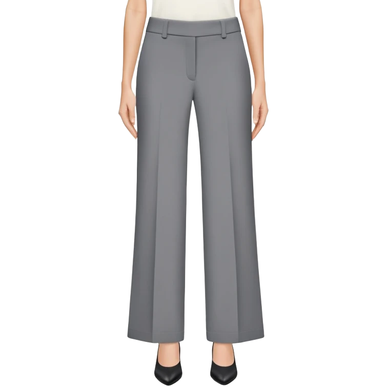petite gray wide leg tailored pants, shorter ankle length, dress trousers, flat lay isolated garment only, no model, no human, plain white background emoji