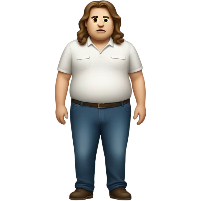 Fat guy with long brown hair emoji