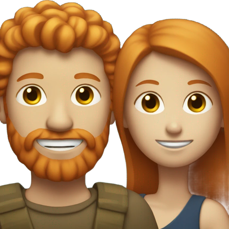 Ginger man with woman emoji