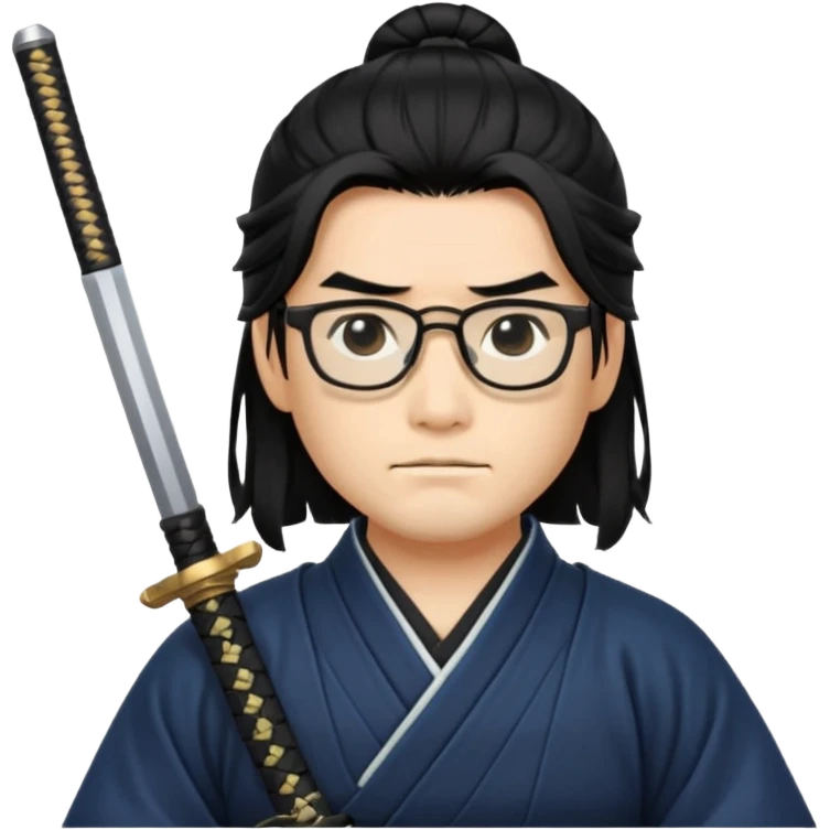 long hair samurai with glasses emoji