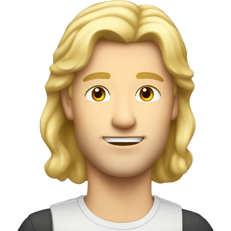 Mullet blonde, no moustache Caucasian, very handsome emoji