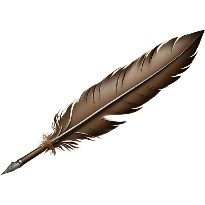 brown Quill pen writing on parchment scroll emoji
