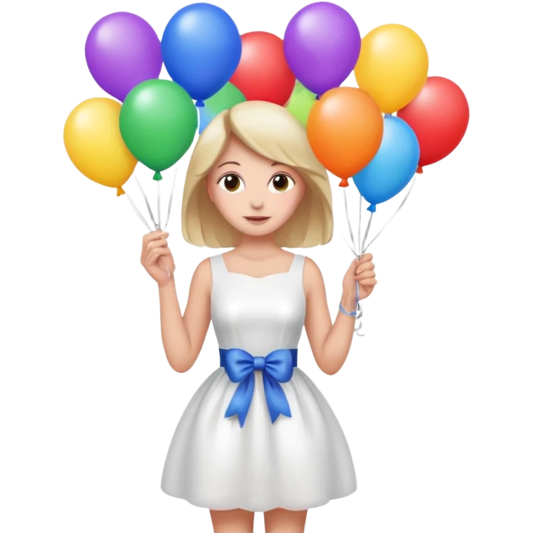 Birthday Female with ballons in white dress emoji