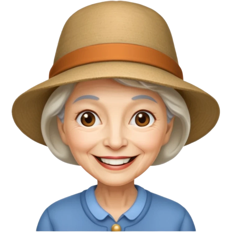 elderly woman with hat emoji