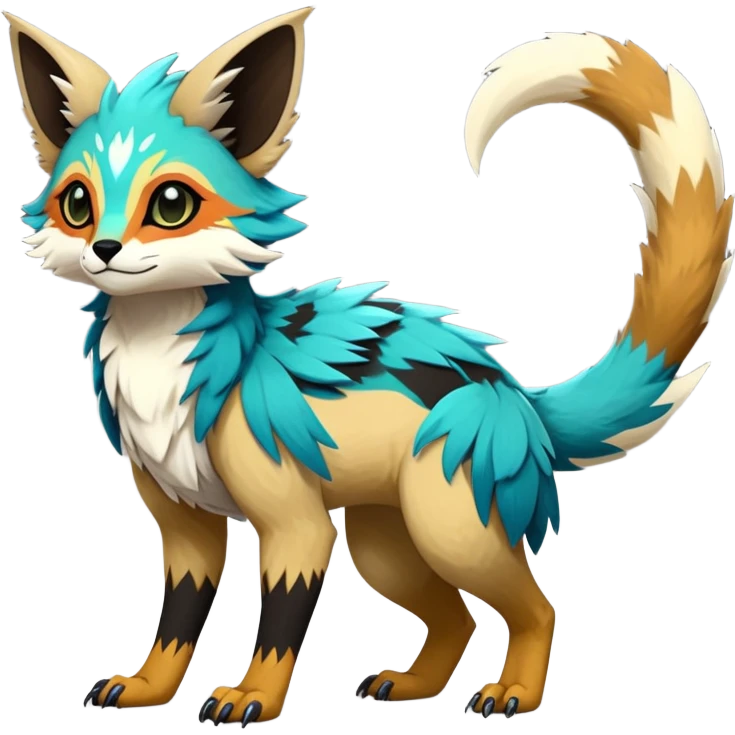 Rare realistic exotic edgy epic pretty beautiful handsome gorgeous aesthetic colorful vibrant Vernid-Trico-species-Fakemon-creature by LiLaiRa, 4 legs, 1 tail, random markings, (full body) emoji