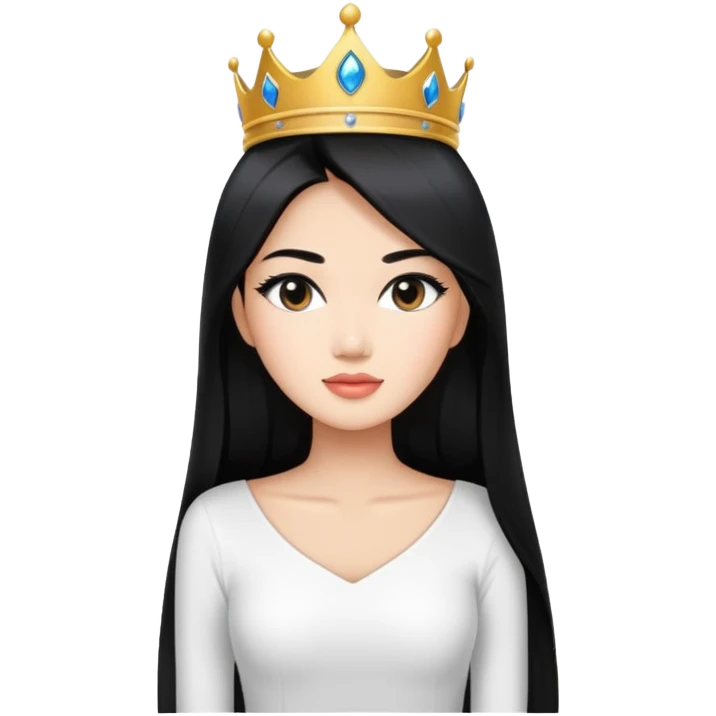 Miss Universe Southeast Asian woman with very long straight black hair wearing a beautiful white top emoji