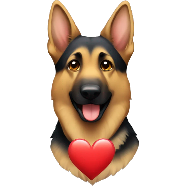 german shepherd with a heart emoji