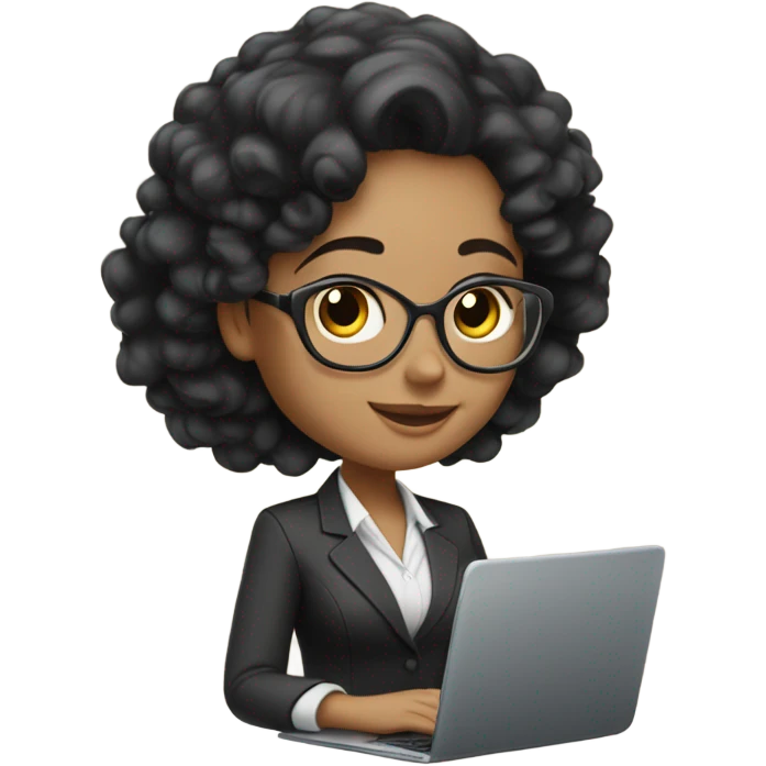 a lightskin with curly black-haired working and successful business woman, emoji