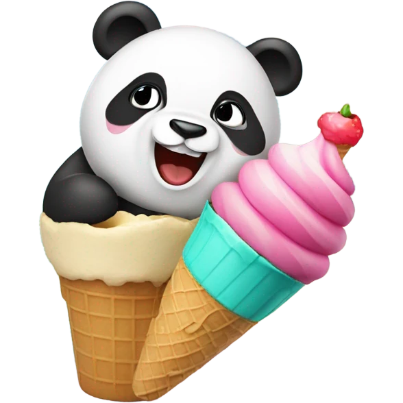 Panda eating ice cream emoji