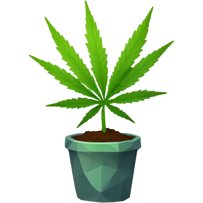 low poly Potted Indica weed cute  emoji