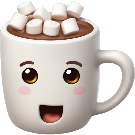 Cute Mug of hot chocolate with mini marshmallows emoji