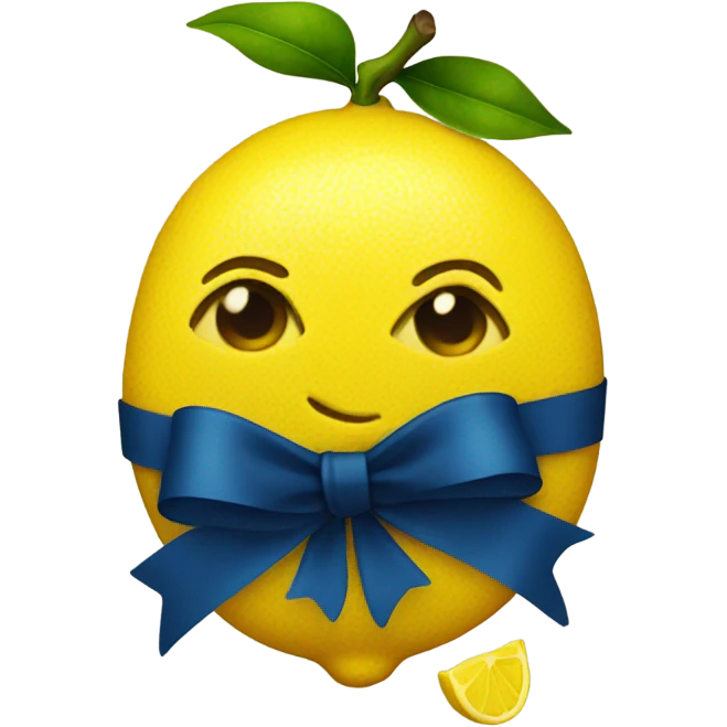 lemon with dark blue bow emoji