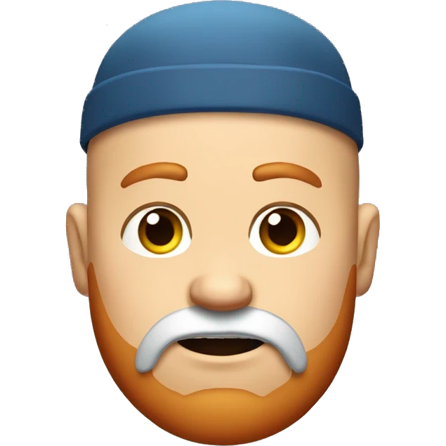 bald red haired man with beard and an earring, wearing a cap, who looks grumpy and angry, squinting emoji