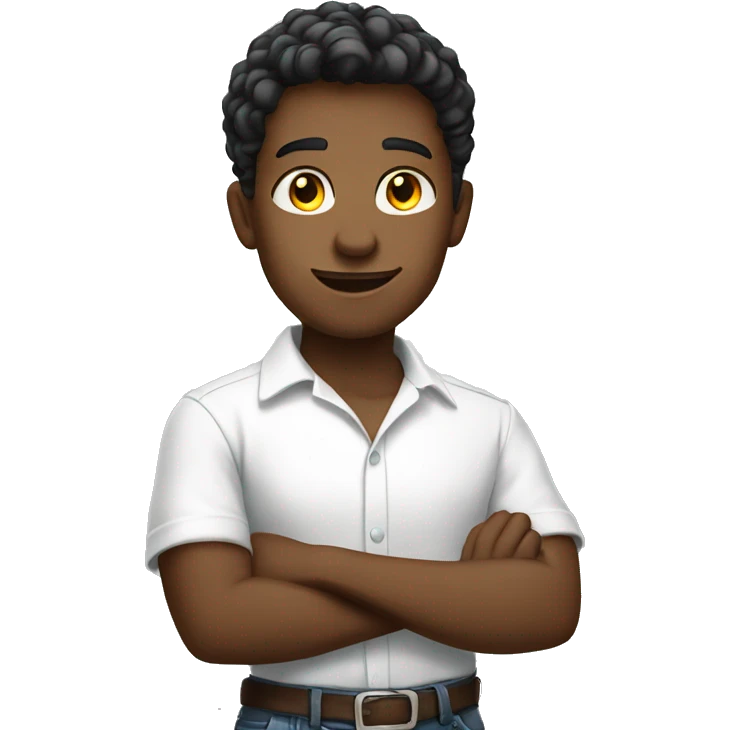 confident boy in white shirt emoji
