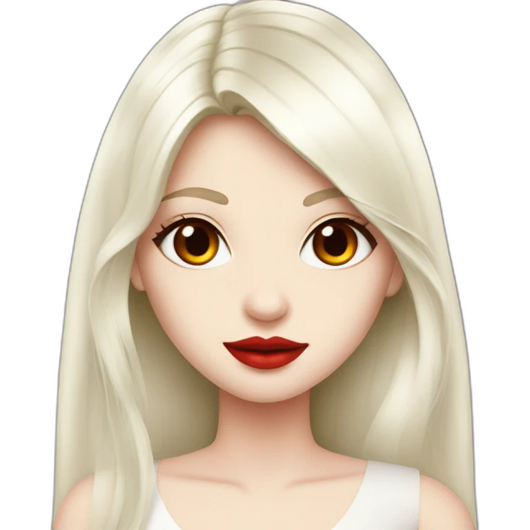 girl, red eyes, red lips, White long hair, pale-skin, cocktail dress emoji