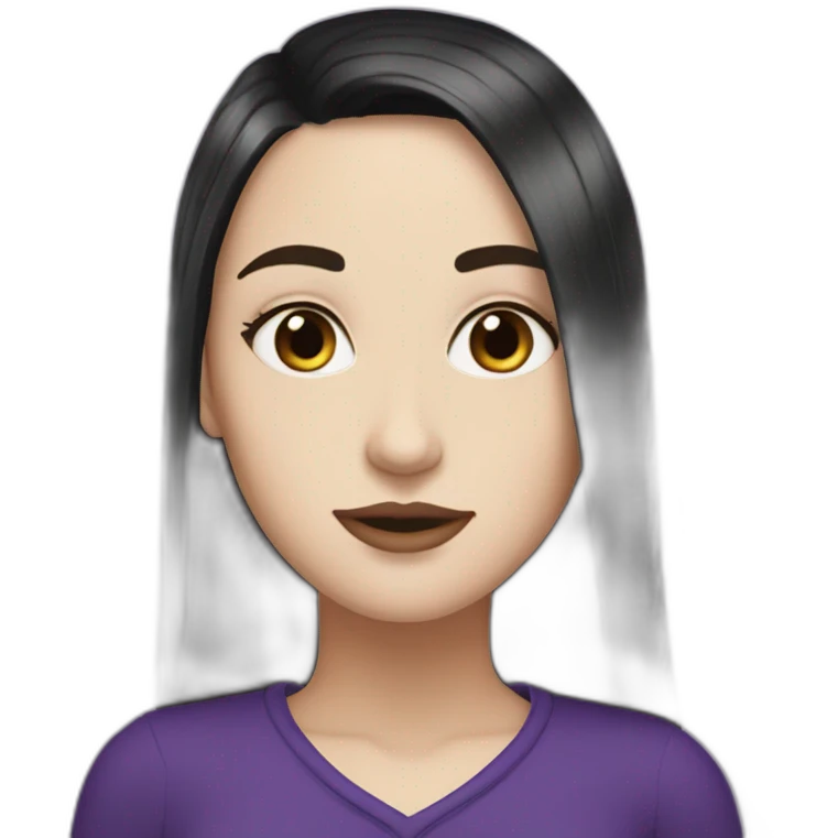White girl with long straight black and purple hair Raven Queen emoji