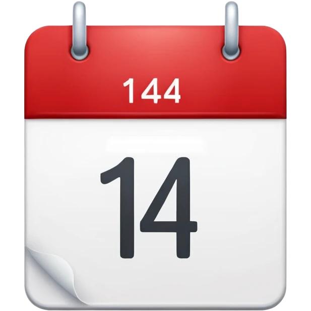 red and white calendar with the number "14" emoji