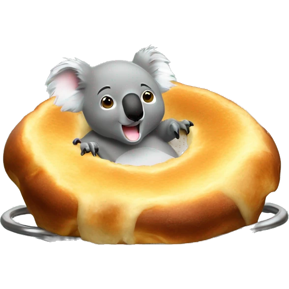 Koala bathing in a giant Yorkshire pudding filled with gravy emoji