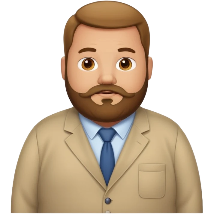 fat Man with beard with his office work clothes on. emoji