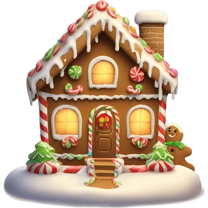 Cute Gingerbread House with snow an lights for Christmas  emoji