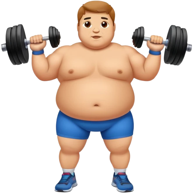 A fat person exercising with dumbbells emoji