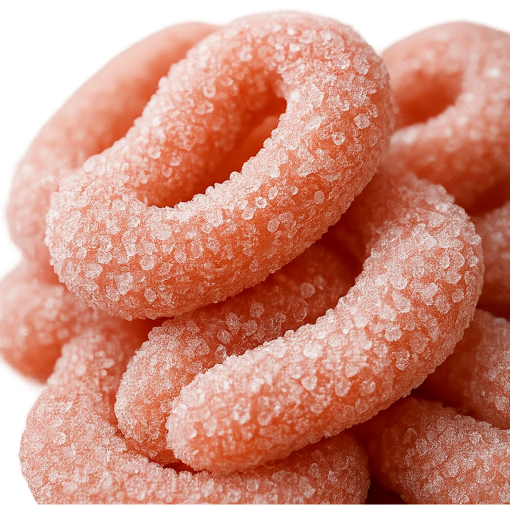 Make the sugars much more evident and recognizable in hyperrealism style, keep the inflamed intestinal microbiota, 4K resolution, transparent background. emoji