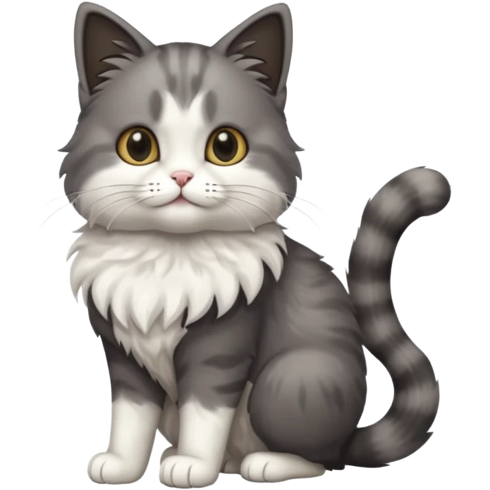 full body half dark grey and half white cat with white front legs emoji
